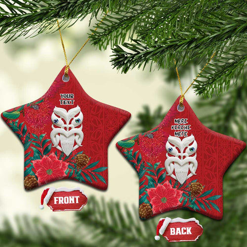Maori Wheku Meri Kirihimete Personalised Ceramic Ornament All Red Indigenous Maori Motif - Aussie Hoodie