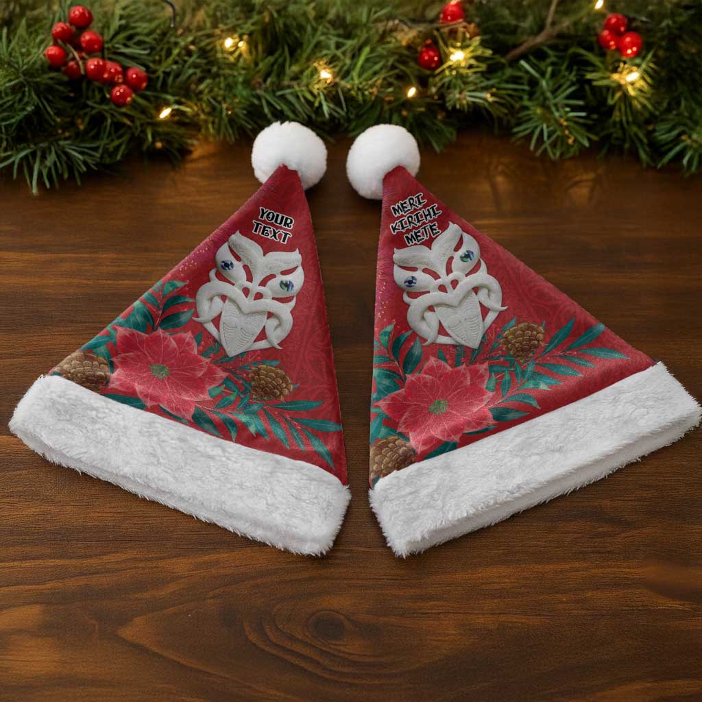 Maori Wheku Meri Kirihimete Personalised Christmas Santa Hat All Red Indigenous Maori Motif - Aussie Hoodie