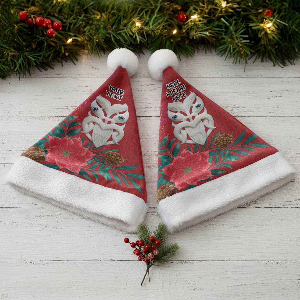 Maori Wheku Meri Kirihimete Personalised Christmas Santa Hat All Red Indigenous Maori Motif - Aussie Hoodie