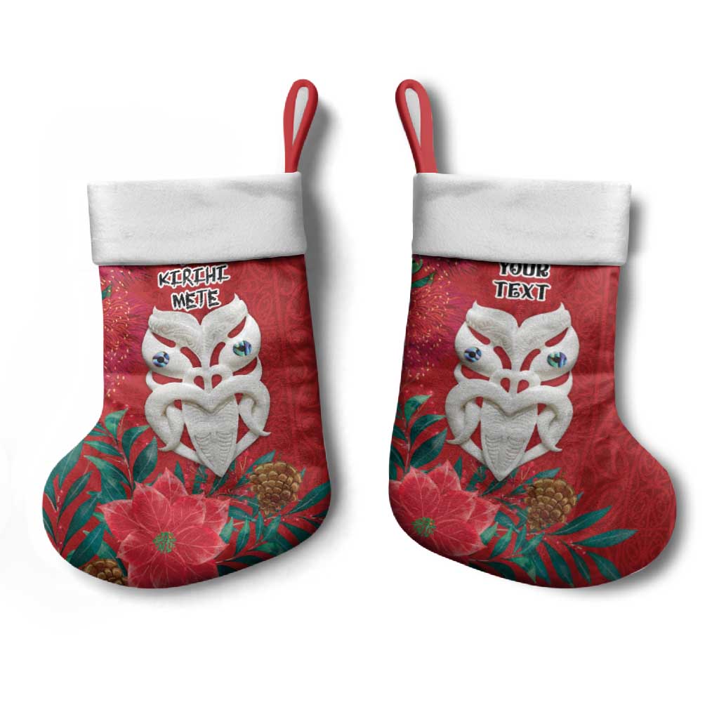 Maori Wheku Meri Kirihimete Personalised Christmas Stocking All Red Indigenous Maori Motif - Aussie Hoodie