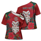 Maori Wheku Meri Kirihimete Personalised Cross Shoulder Shirt All Red Indigenous Maori Motif - Aussie Hoodie