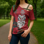 Maori Wheku Meri Kirihimete Personalised Cross Shoulder Shirt All Red Indigenous Maori Motif - Aussie Hoodie