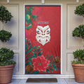 Maori Wheku Meri Kirihimete Personalised Door Cover All Red Indigenous Maori Motif - Aussie Hoodie