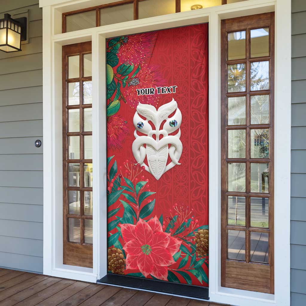 Maori Wheku Meri Kirihimete Personalised Door Cover All Red Indigenous Maori Motif - Aussie Hoodie