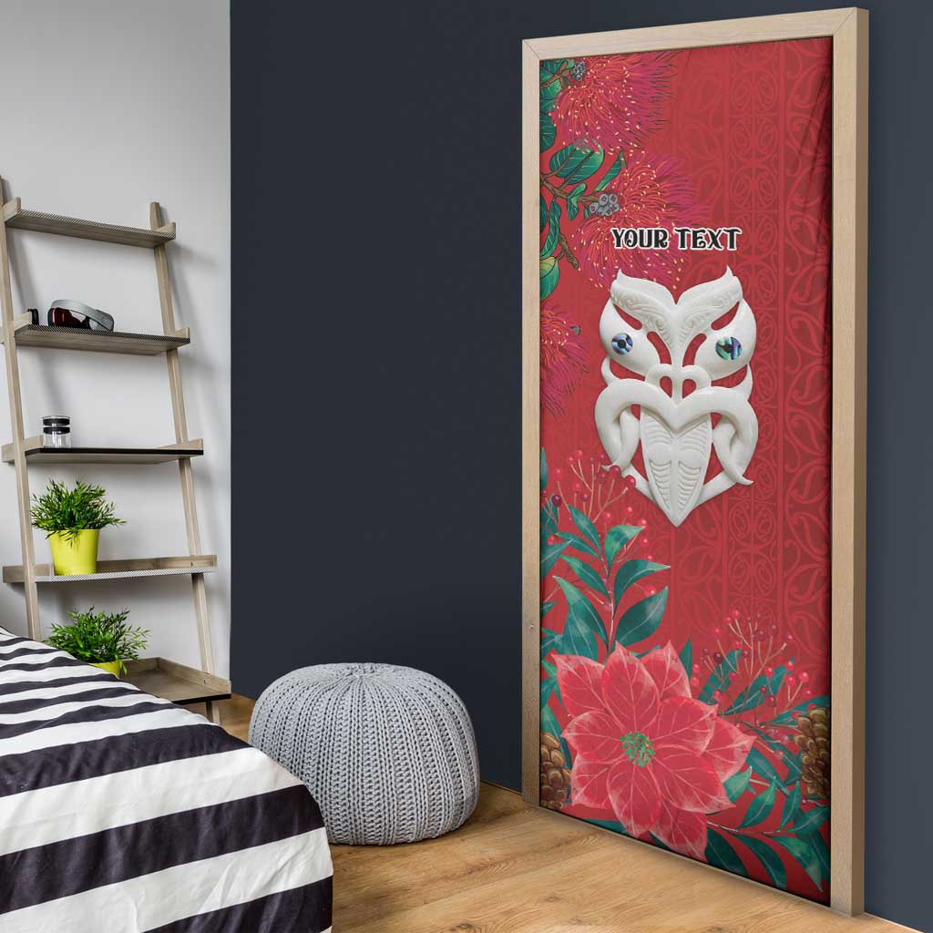 Maori Wheku Meri Kirihimete Personalised Door Cover All Red Indigenous Maori Motif - Aussie Hoodie
