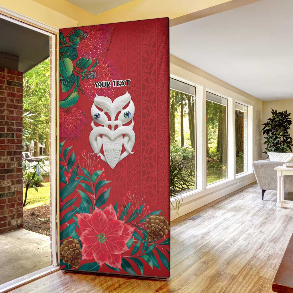 Maori Wheku Meri Kirihimete Personalised Door Cover All Red Indigenous Maori Motif - Aussie Hoodie