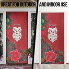 Maori Wheku Meri Kirihimete Personalised Door Cover All Red Indigenous Maori Motif - Aussie Hoodie