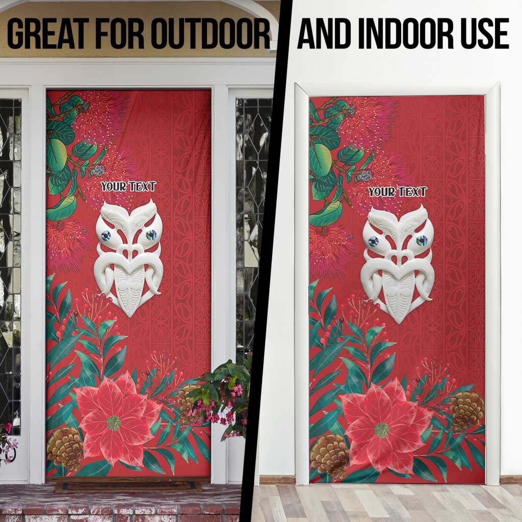 Maori Wheku Meri Kirihimete Personalised Door Cover All Red Indigenous Maori Motif - Aussie Hoodie