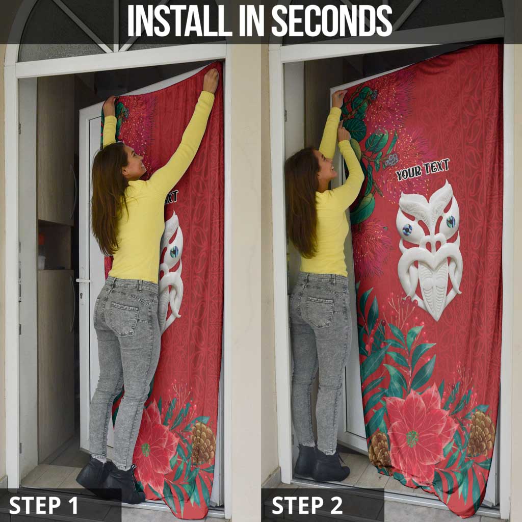 Maori Wheku Meri Kirihimete Personalised Door Cover All Red Indigenous Maori Motif - Aussie Hoodie