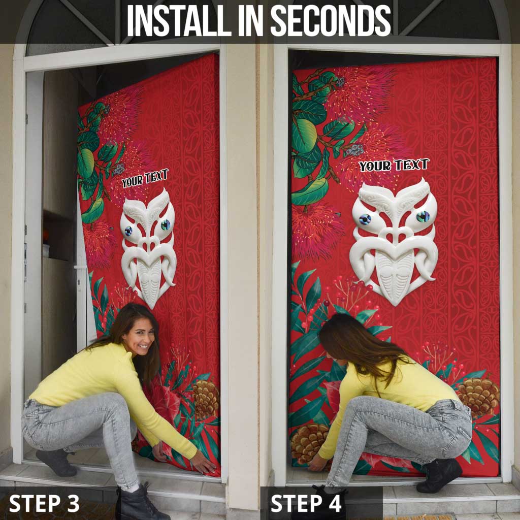 Maori Wheku Meri Kirihimete Personalised Door Cover All Red Indigenous Maori Motif - Aussie Hoodie
