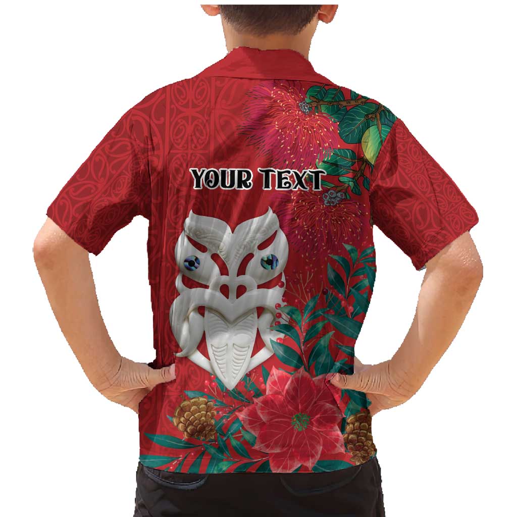 Maori Wheku Meri Kirihimete Personalised Family Matching Mermaid Dress and Hawaiian Shirt All Red Indigenous Maori Motif - Aussie Hoodie