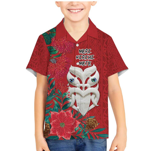 Maori Wheku Meri Kirihimete Personalised Family Matching Mermaid Dress and Hawaiian Shirt All Red Indigenous Maori Motif - Aussie Hoodie