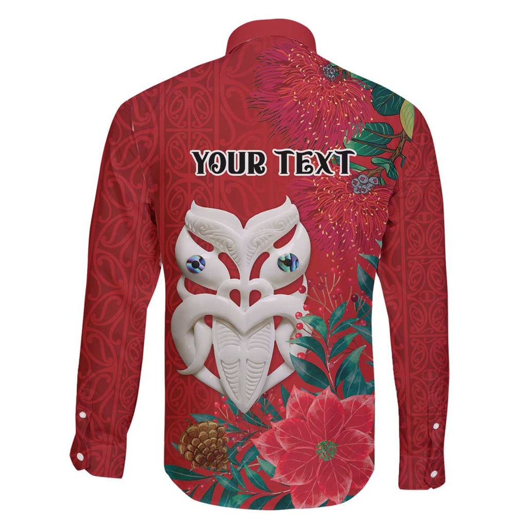Maori Wheku Meri Kirihimete Personalised Family Matching Off The Shoulder Long Sleeve Dress and Hawaiian Shirt All Red Indigenous Maori Motif - Aussie Hoodie