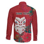 Maori Wheku Meri Kirihimete Personalised Family Matching Off The Shoulder Long Sleeve Dress and Hawaiian Shirt All Red Indigenous Maori Motif - Aussie Hoodie