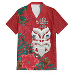 Maori Wheku Meri Kirihimete Personalised Family Matching Off Shoulder Maxi Dress and Hawaiian Shirt All Red Indigenous Maori Motif - Aussie Hoodie