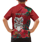 Maori Wheku Meri Kirihimete Personalised Family Matching Off Shoulder Short Dress and Hawaiian Shirt All Red Indigenous Maori Motif - Aussie Hoodie