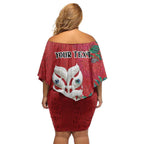 Maori Wheku Meri Kirihimete Personalised Family Matching Off Shoulder Short Dress and Hawaiian Shirt All Red Indigenous Maori Motif - Aussie Hoodie