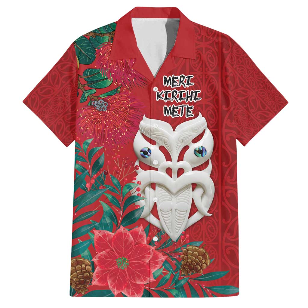 Maori Wheku Meri Kirihimete Personalised Family Matching Puletasi and Hawaiian Shirt All Red Indigenous Maori Motif - Aussie Hoodie