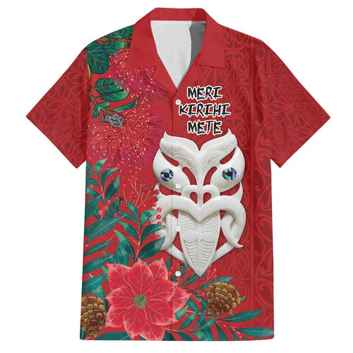 Maori Wheku Meri Kirihimete Personalised Family Matching Puletasi and Hawaiian Shirt All Red Indigenous Maori Motif - Aussie Hoodie