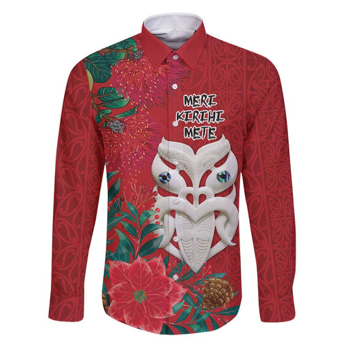 Maori Wheku Meri Kirihimete Personalised Family Matching Puletasi and Hawaiian Shirt All Red Indigenous Maori Motif - Aussie Hoodie