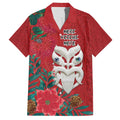 Maori Wheku Meri Kirihimete Personalised Family Matching Short Sleeve Bodycon Dress and Hawaiian Shirt All Red Indigenous Maori Motif - Aussie Hoodie