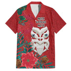 Maori Wheku Meri Kirihimete Personalised Family Matching Short Sleeve Bodycon Dress and Hawaiian Shirt All Red Indigenous Maori Motif - Aussie Hoodie