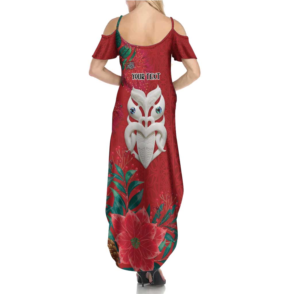 Maori Wheku Meri Kirihimete Personalised Family Matching Summer Maxi Dress and Hawaiian Shirt All Red Indigenous Maori Motif - Aussie Hoodie