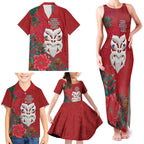 Maori Wheku Meri Kirihimete Personalised Family Matching Tank Maxi Dress and Hawaiian Shirt All Red Indigenous Maori Motif - Aussie Hoodie