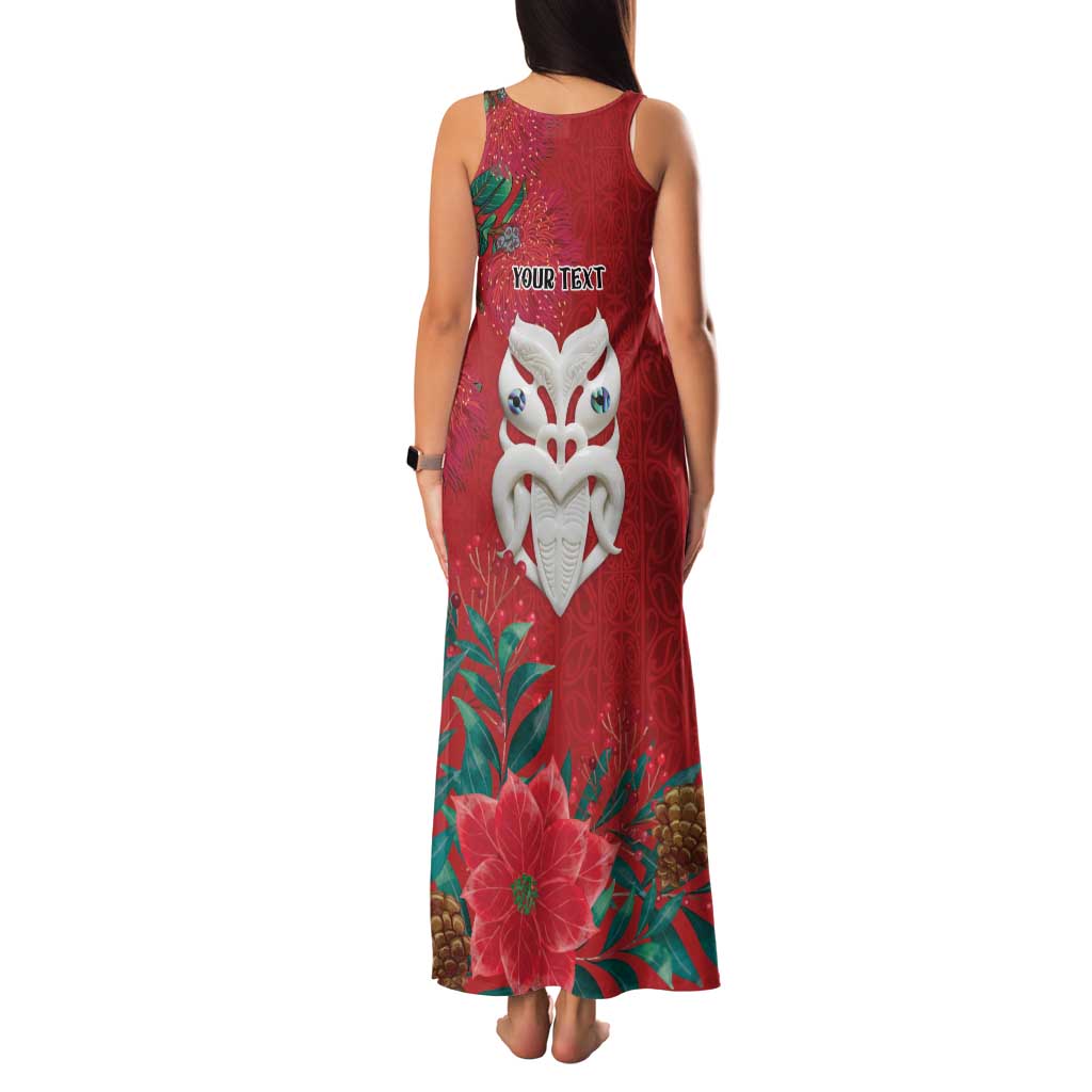 Maori Wheku Meri Kirihimete Personalised Family Matching Tank Maxi Dress and Hawaiian Shirt All Red Indigenous Maori Motif - Aussie Hoodie