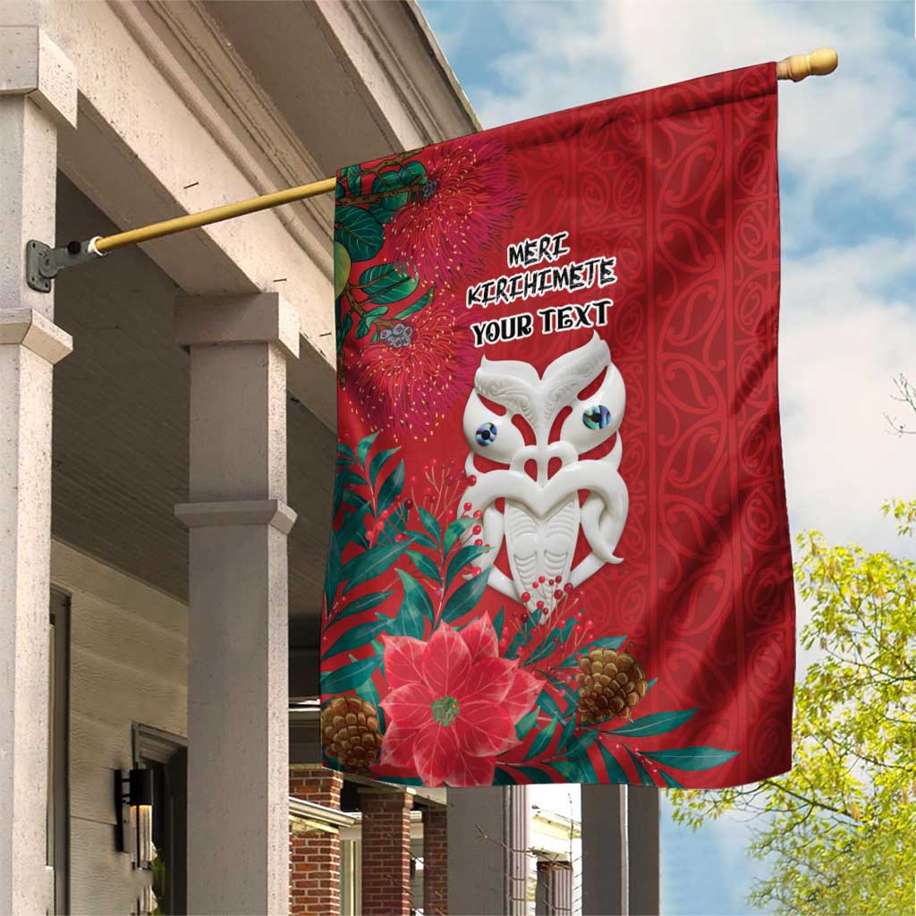 Maori Wheku Meri Kirihimete Personalised Garden Flag All Red Indigenous Maori Motif - Aussie Hoodie