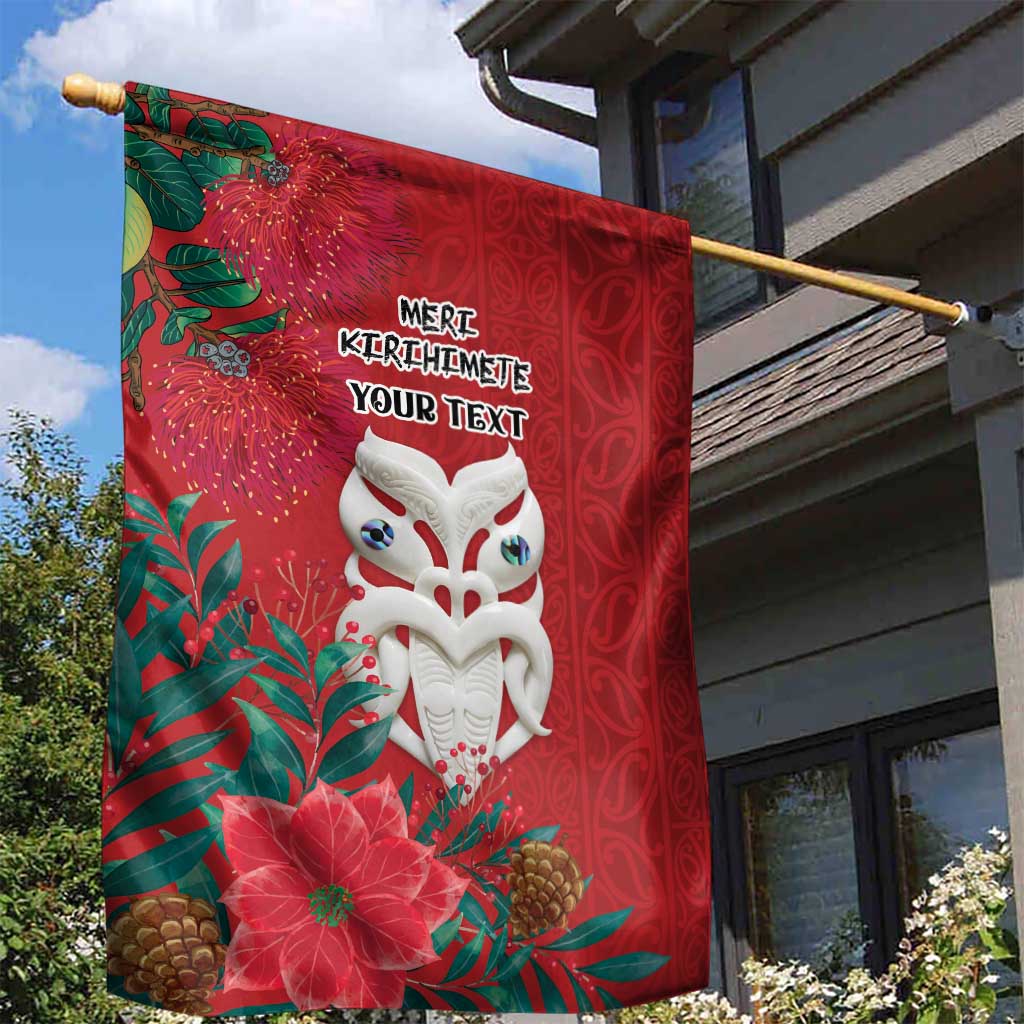 Maori Wheku Meri Kirihimete Personalised Garden Flag All Red Indigenous Maori Motif - Aussie Hoodie