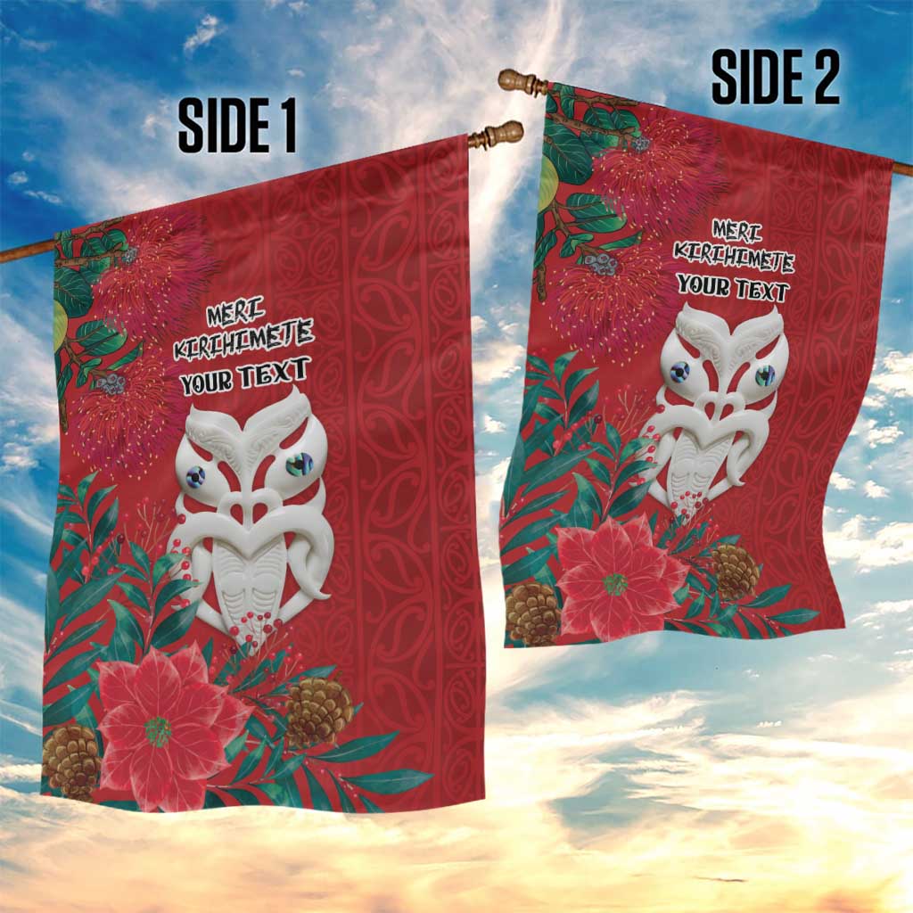 Maori Wheku Meri Kirihimete Personalised Garden Flag All Red Indigenous Maori Motif - Aussie Hoodie