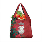 Maori Wheku Meri Kirihimete Personalised Grocery Bag All Red Indigenous Maori Motif - Aussie Hoodie