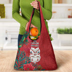 Maori Wheku Meri Kirihimete Personalised Grocery Bag All Red Indigenous Maori Motif - Aussie Hoodie