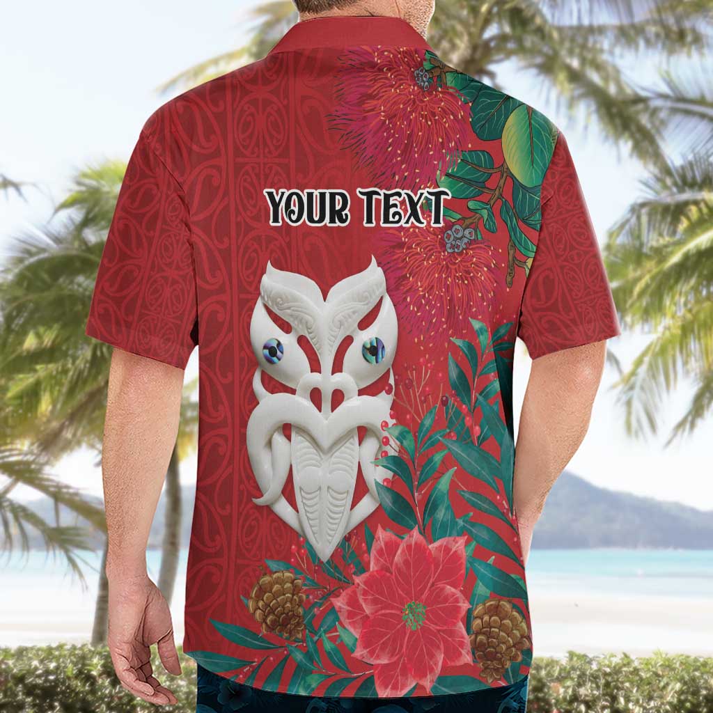 Maori Wheku Meri Kirihimete Personalised Hawaiian Shirt All Red Indigenous Maori Motif - Aussie Hoodie
