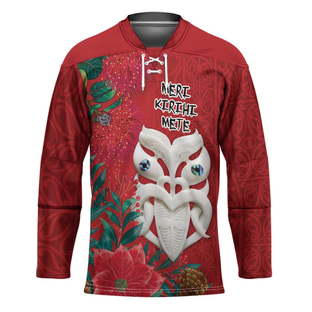 Maori Wheku Meri Kirihimete Personalised Hockey Jersey All Red Indigenous Maori Motif - Aussie Hoodie