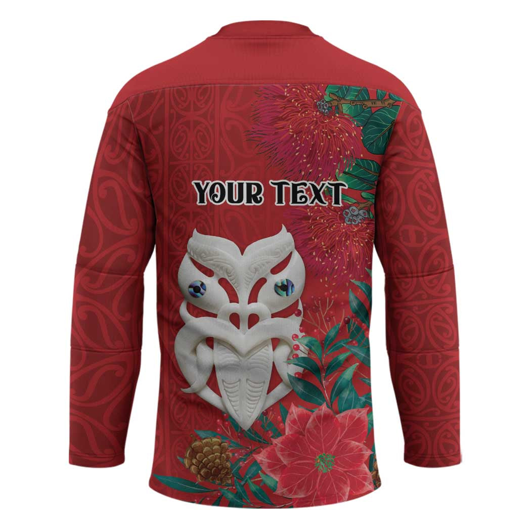 Maori Wheku Meri Kirihimete Personalised Hockey Jersey All Red Indigenous Maori Motif - Aussie Hoodie