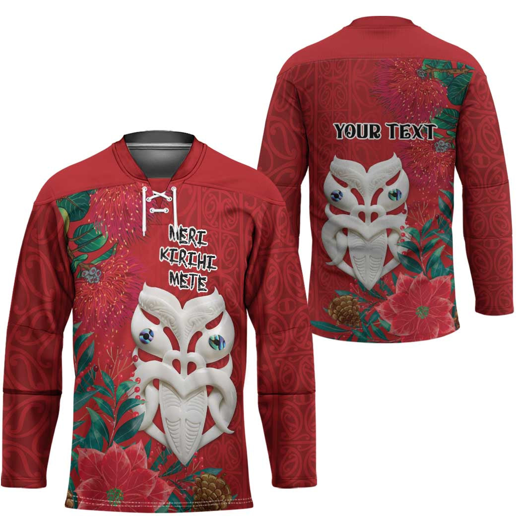 Maori Wheku Meri Kirihimete Personalised Hockey Jersey All Red Indigenous Maori Motif - Aussie Hoodie