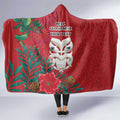 Maori Wheku Meri Kirihimete Personalised Hooded Blanket All Red Indigenous Maori Motif - Aussie Hoodie