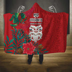 Maori Wheku Meri Kirihimete Personalised Hooded Blanket All Red Indigenous Maori Motif - Aussie Hoodie
