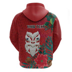 Maori Wheku Meri Kirihimete Personalised Hoodie All Red Indigenous Maori Motif - Aussie Hoodie