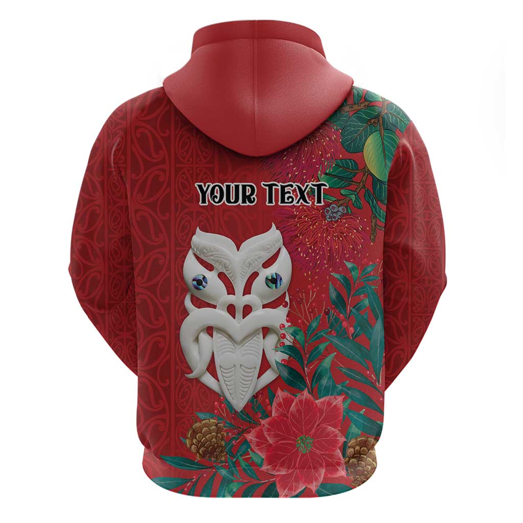 Maori Wheku Meri Kirihimete Personalised Hoodie All Red Indigenous Maori Motif - Aussie Hoodie