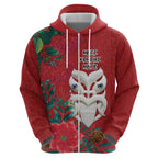 Maori Wheku Meri Kirihimete Personalised Hoodie All Red Indigenous Maori Motif - Aussie Hoodie