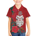 Maori Wheku Meri Kirihimete Personalised Kid Hawaiian Shirt All Red Indigenous Maori Motif - Aussie Hoodie