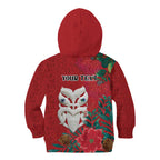 Maori Wheku Meri Kirihimete Personalised Kid Hoodie All Red Indigenous Maori Motif - Aussie Hoodie