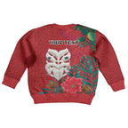 Maori Wheku Meri Kirihimete Personalised Kid Ugly Christmas Sweater All Red Indigenous Maori Motif - Aussie Hoodie