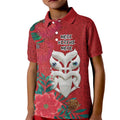 Maori Wheku Meri Kirihimete Personalised Kid Polo Shirt All Red Indigenous Maori Motif - Aussie Hoodie