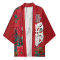 Maori Wheku Meri Kirihimete Personalised Kimono All Red Indigenous Maori Motif - Aussie Hoodie