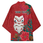 Maori Wheku Meri Kirihimete Personalised Kimono All Red Indigenous Maori Motif - Aussie Hoodie