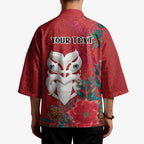 Maori Wheku Meri Kirihimete Personalised Kimono All Red Indigenous Maori Motif - Aussie Hoodie